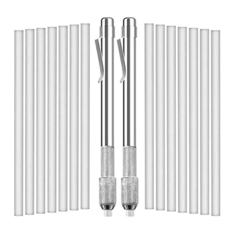 2 Pack Soapstone Stent Marker With 16 Pack Refills Round Soapstone For Welding Tools, Aluminum, And Cast Iron