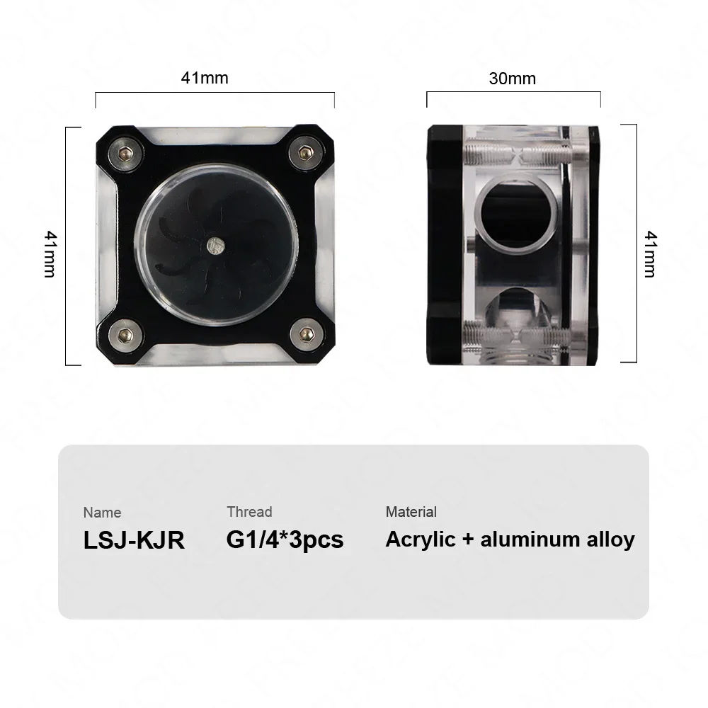 FREEZEMOD Flow Meter RGB Liquid Cooled Flow Velocity Observation Module Square Acrylic with Metal Armor 5V3PIN PC Case MOD