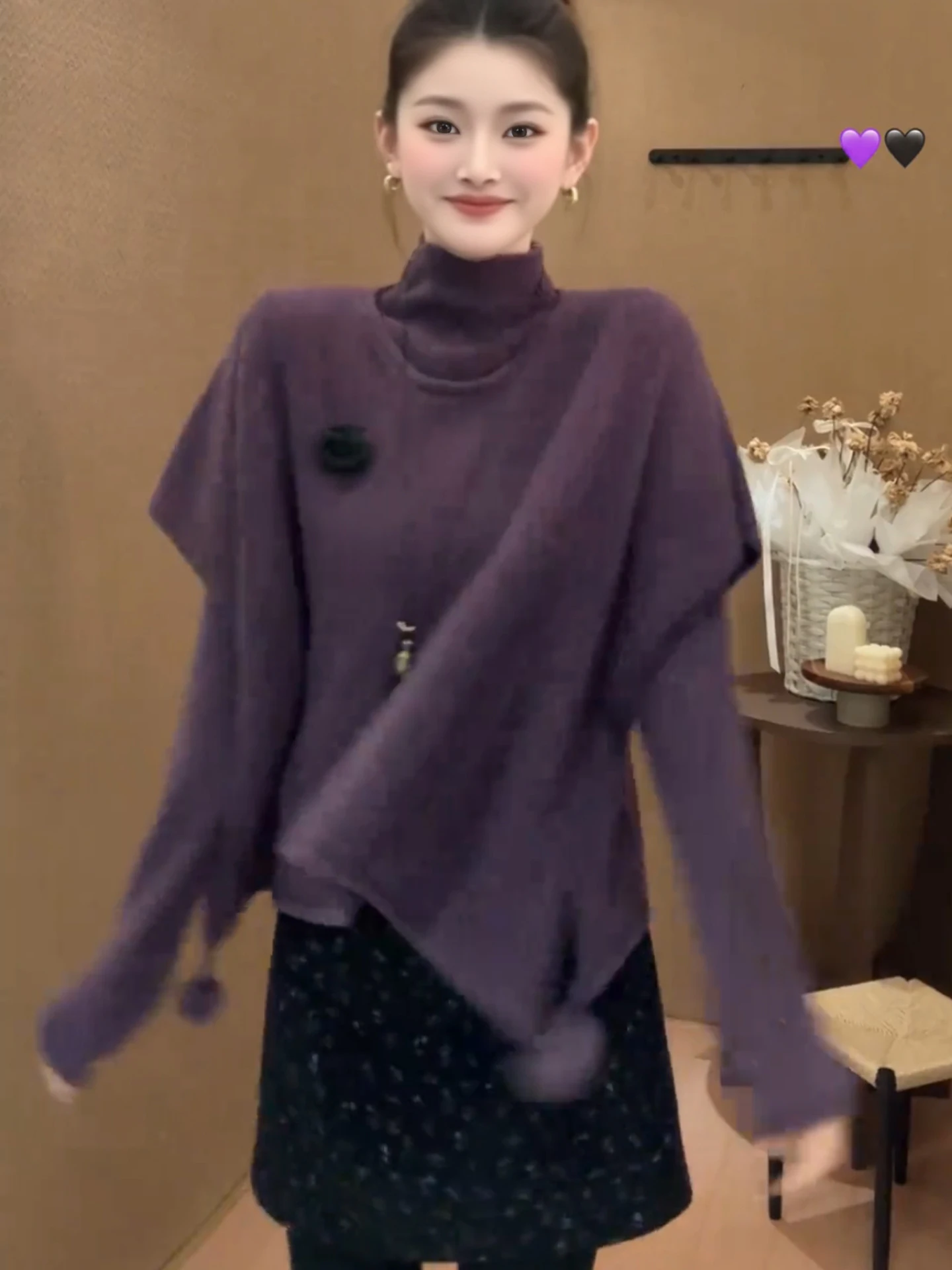 

Ladies' Lazy Style High Collar Knitted Sweater Coat Two Piece Set Autumn Winter Thick Long Sleeve Zipper Loose Fit Fashion Set