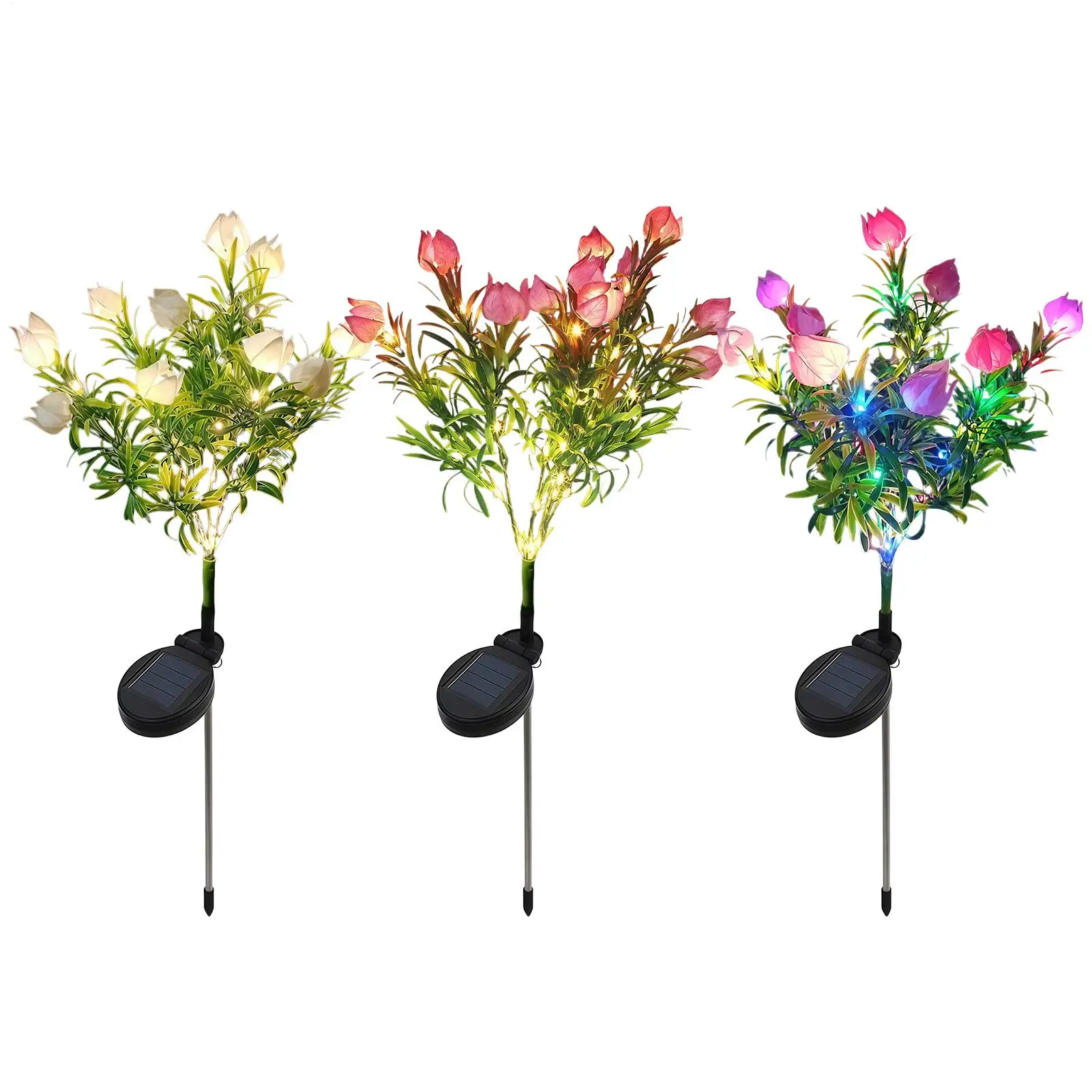 Solar Flower Lights LED Realistic Gardenia Decorative Waterproof Solar Decorative Lights Outdoor for Patio Garden Balcony Flower