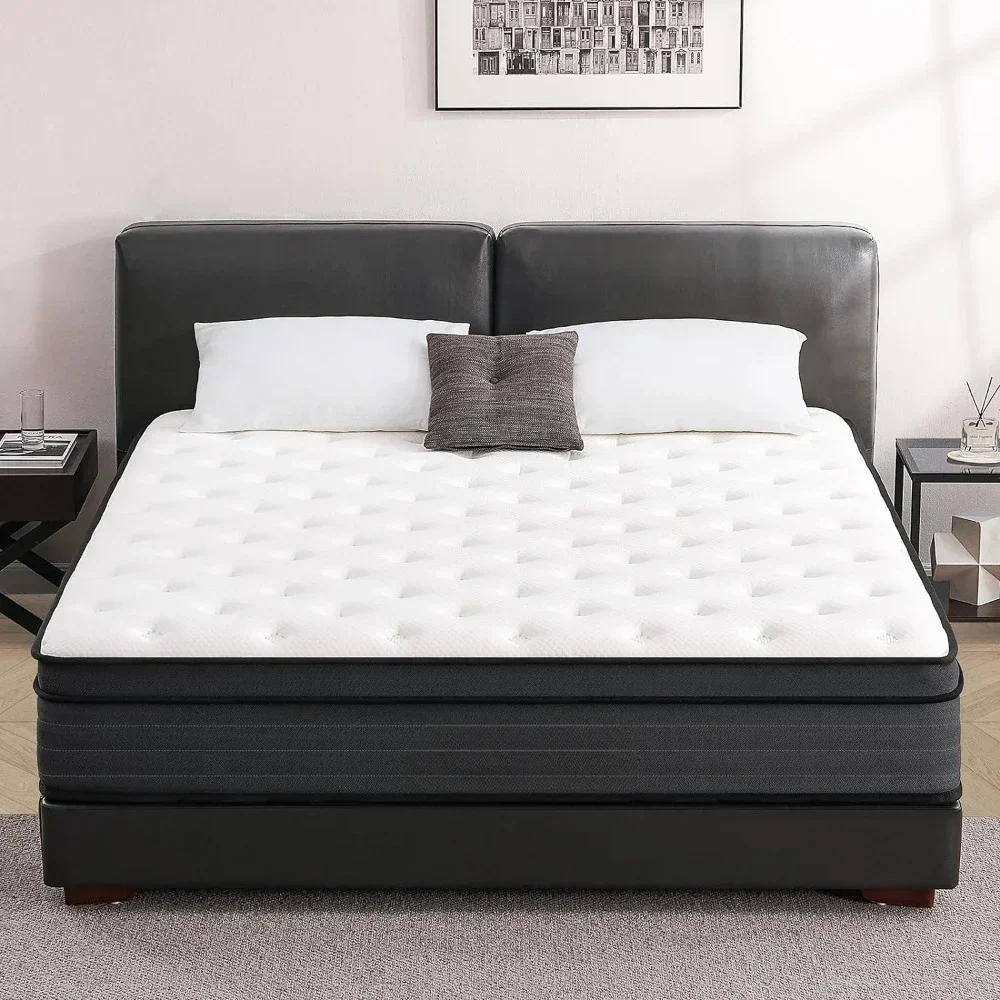 Queen size Mattresses,12Inch Memory Foam Hybrid Mattress, Pocket Spring Mattress in a Box, Pressure Relief and Supportive