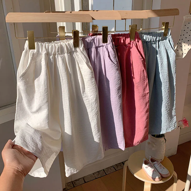 

Summer Thin Breathable Pants Kids Capris Prevent Mosquito Candy Color Kids Boys Girls Pants