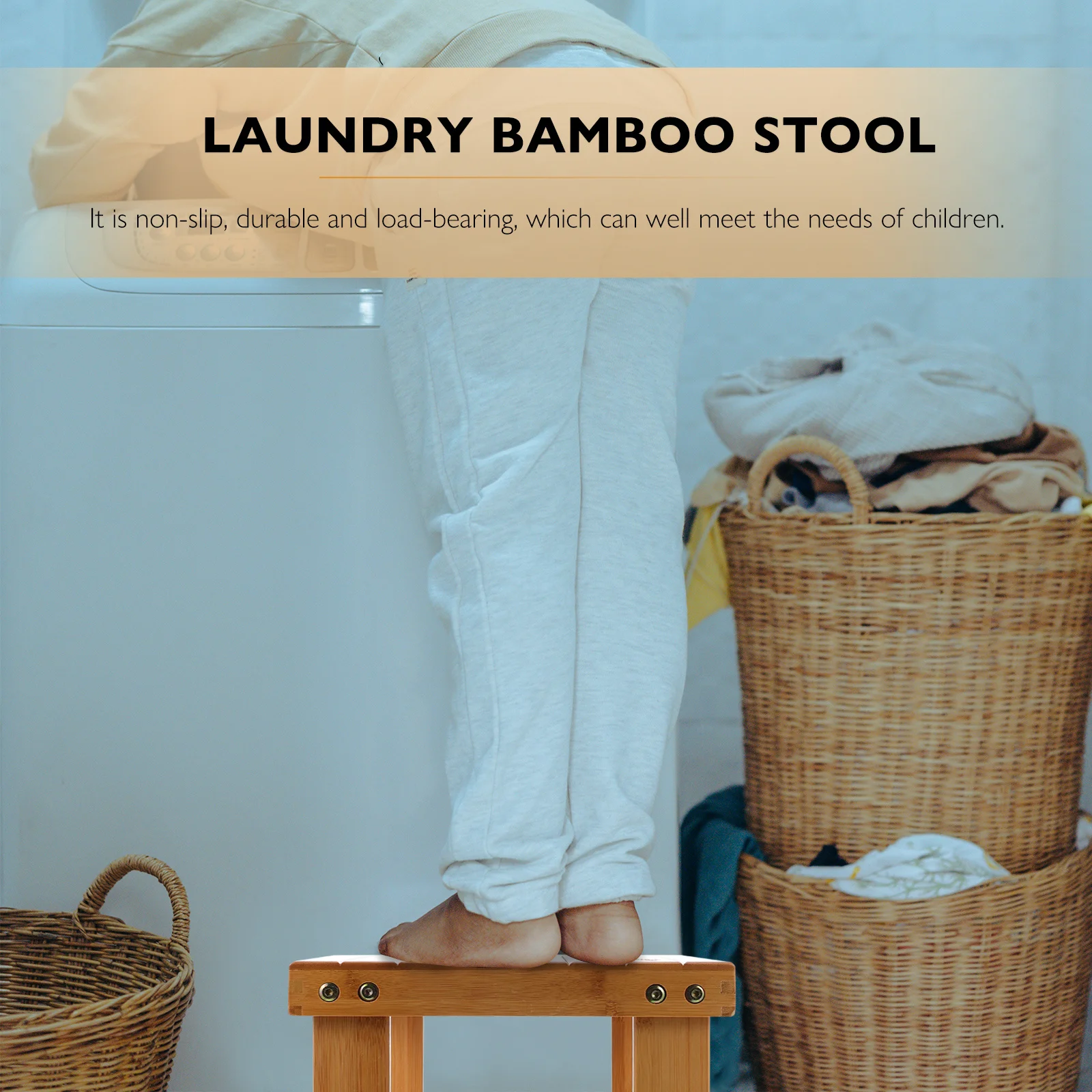 

1pc Bamboo Kids Lightweight Square Stool For Home Use Stable Non-Slip Low Furniture Multipurpose Household