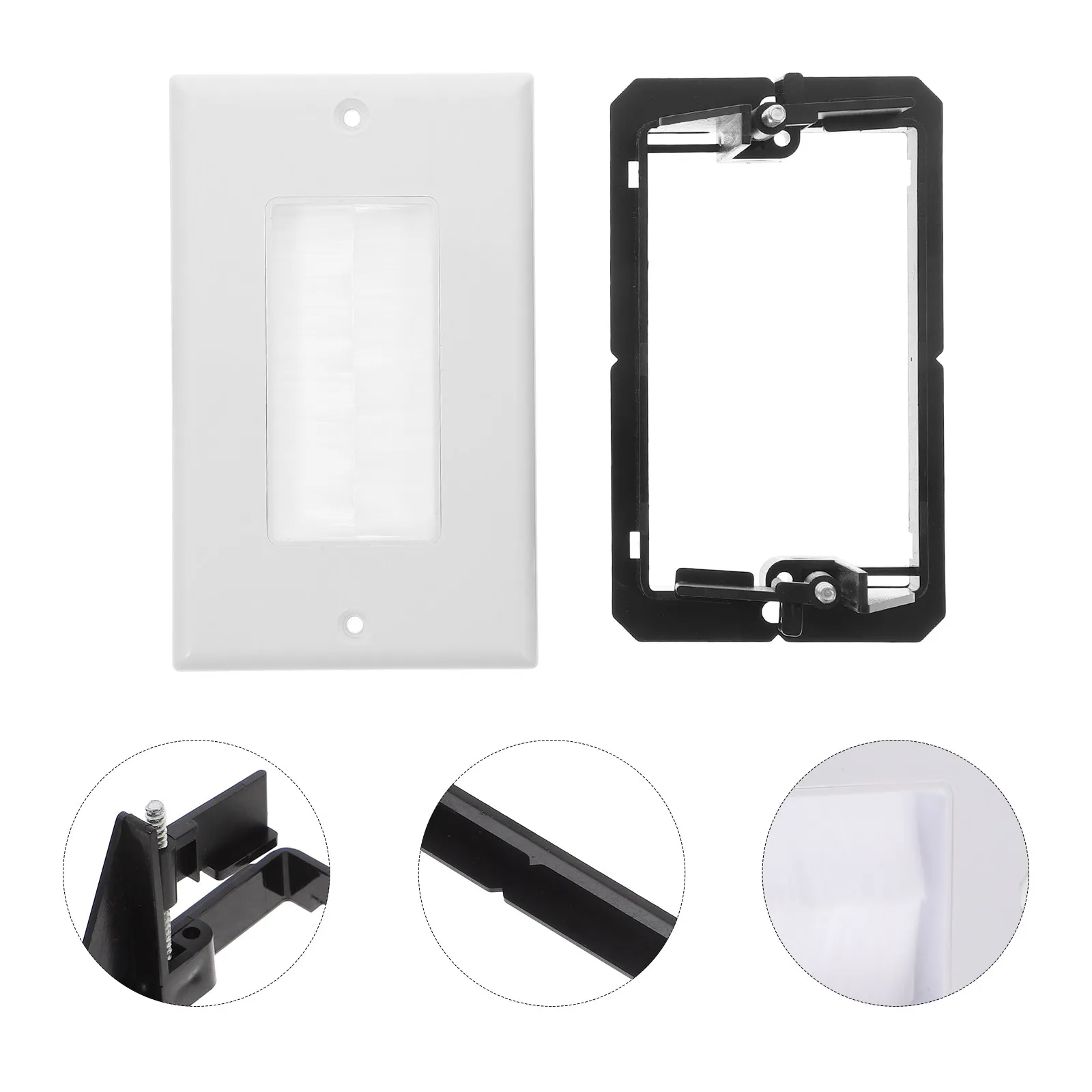 1Set Brush Cable Entry Plate Wall Plate Low Voltage Mounting Bracket Cable Pass Through Panel for Wire Management