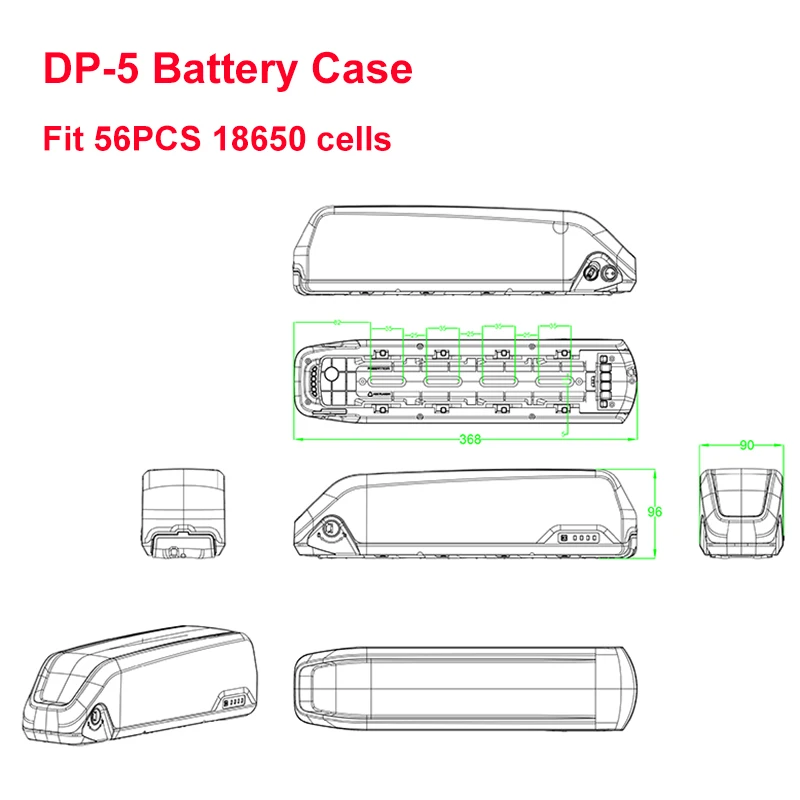 DP-5 obudowa baterii zestaw DP5 Box Fit 56 sztuk 18650 komórek 10S5P 13S4P 14S 4P taśmy z niklu 10S 13S 14S 35A BMS dla DIY DP 5 EBike baterii