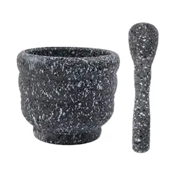 Mortar and Pestle Reusable Garlic Mashing Pot Granite Pattern Portable Garlic Crusher for Spice Hot Sauce Ginger Nuts