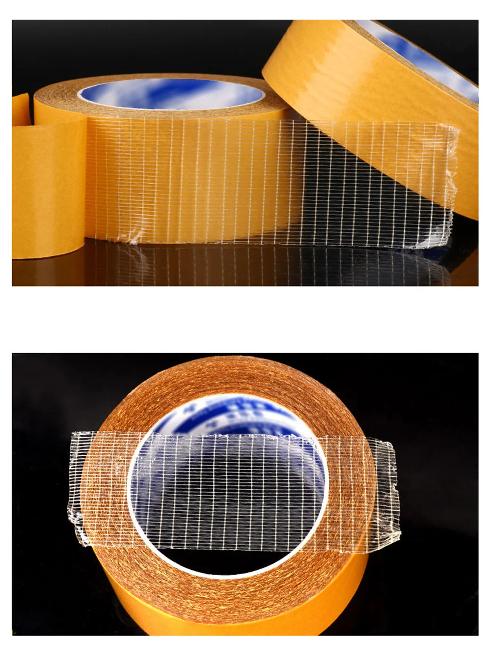 1Roll Double-Sided Grid Fiber Adhesive Tape High Viscosity Mesh Fiberglass Transparent Adhesive Tape for Carpet Fixing 10M