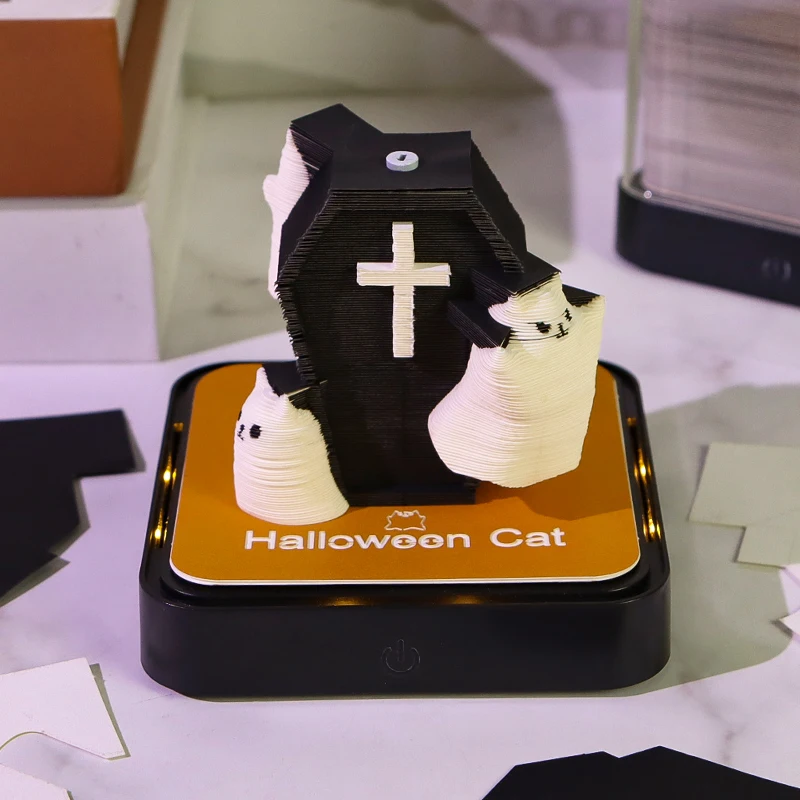 3D Sticky Pads Crafting Mini Notes Halloween Cat Paper Model Custom Notepads Wholesale Novelty Artistic Ornaments Holiday Gifts