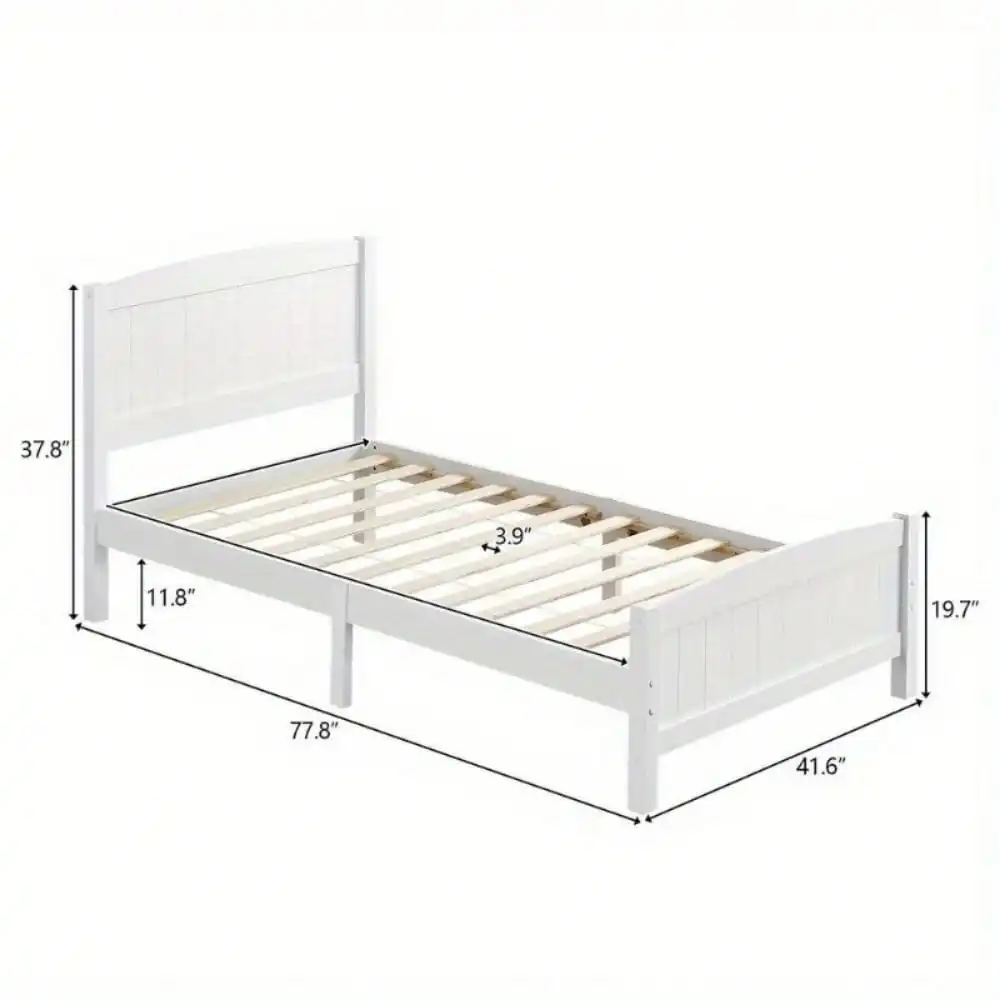 Twin Size Mattress Foundation Platform Bed Frame with Headboard Footboard