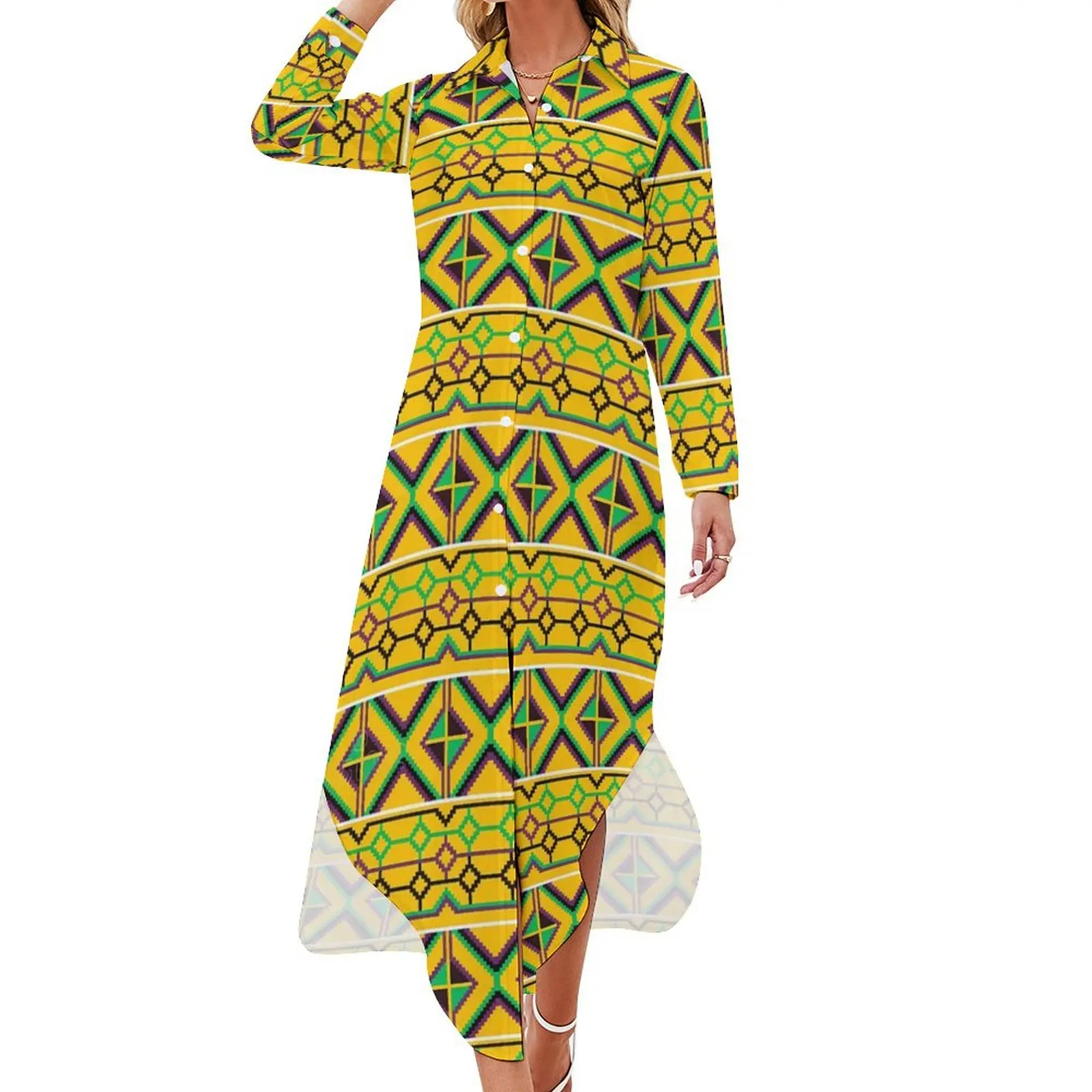 

African Ethnic Print Chiffon Dress Kente Ghana Elegant Dresses Stylish Casual Dress Female Sexy Custom Clothing 4XL 5XL 6XL