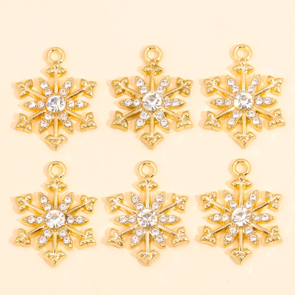 10 Stück Mix Weihnachts-Charms, 12 Stile, glänzender Zirkon, Schneeflocke, Weihnachtsbaum, Süßigkeiten-Anhänger, Ohrringe, Halskette für DIY-Schmuckherstellung – Detail 9