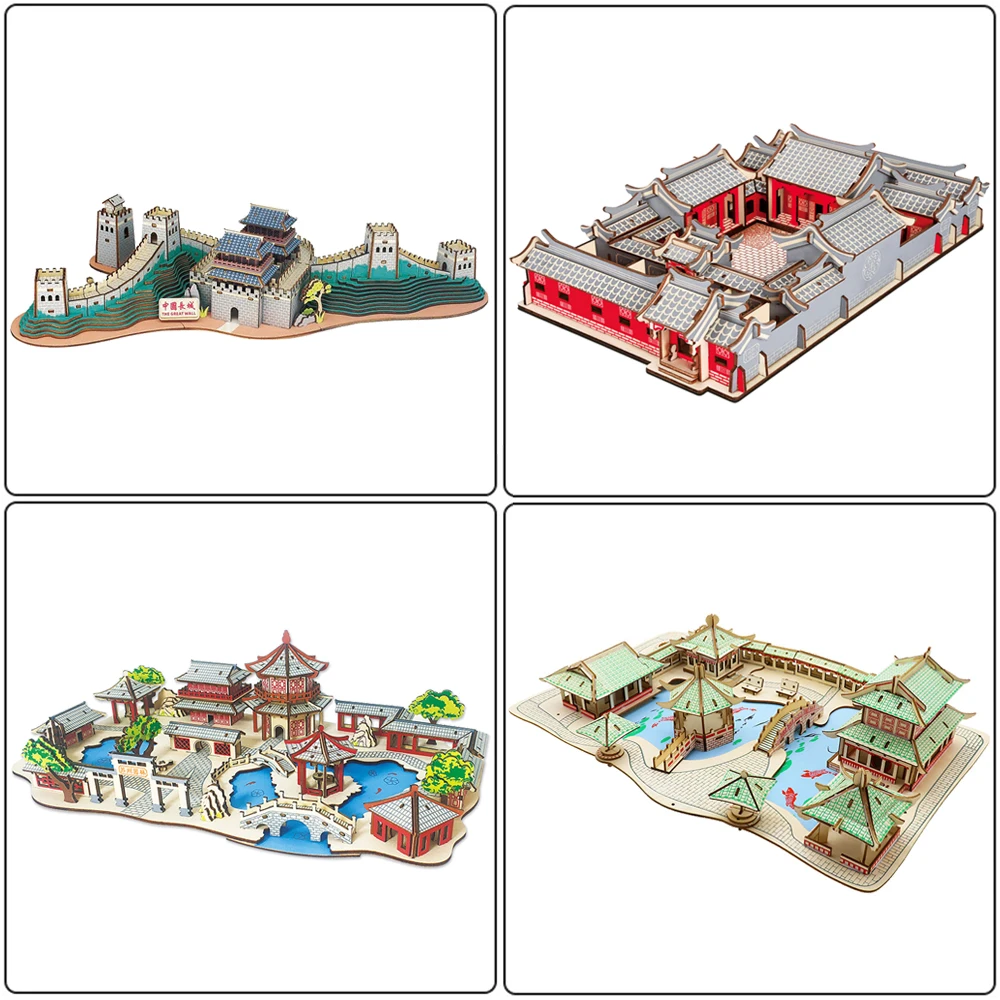 3D ปริศนาไม้สถาปัตยกรรมจีน Temple Of Heaven DIY ไม้จิ๊กซอว์อาคารของเล่นเด็กเด็กเกมของขวัญ