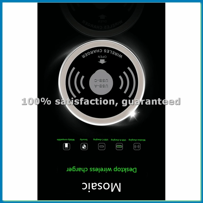 

Встраиваемое настольное устройство для быстрой беспроводной зарядки 15W Quick Charger 3.0, встроенный зарядный блок Type-C Chargeur-A50M