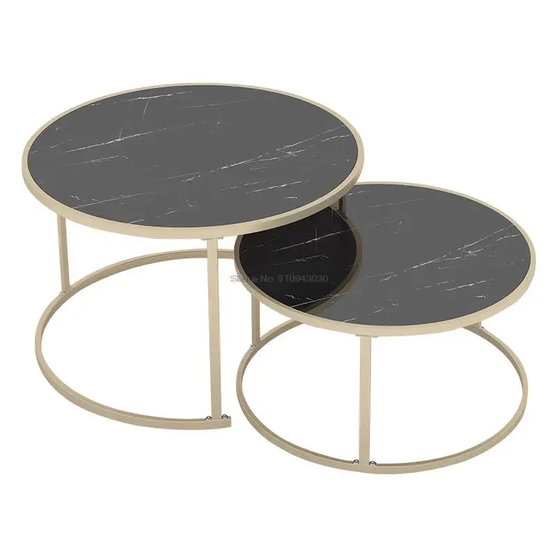 Nordic Light Luxury Coffee Table Sofa Corner Table Bedside Bedroom Marble Pattern Small Round Table Side Tables Furniture