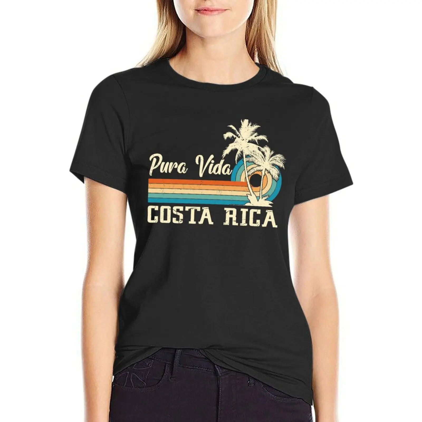 

Pura Vida Costa Rica Shirt Retro Beach Vacation Shirt Souvenir Beach T-Shirt plain anime Woman fashion