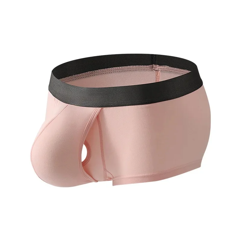 Bamboo Fiber Mid‑rise Men Boxer Briefs Separate Pouch Soft Breathable Sexy Male Underwear Comfort Daily Underpants Cueca