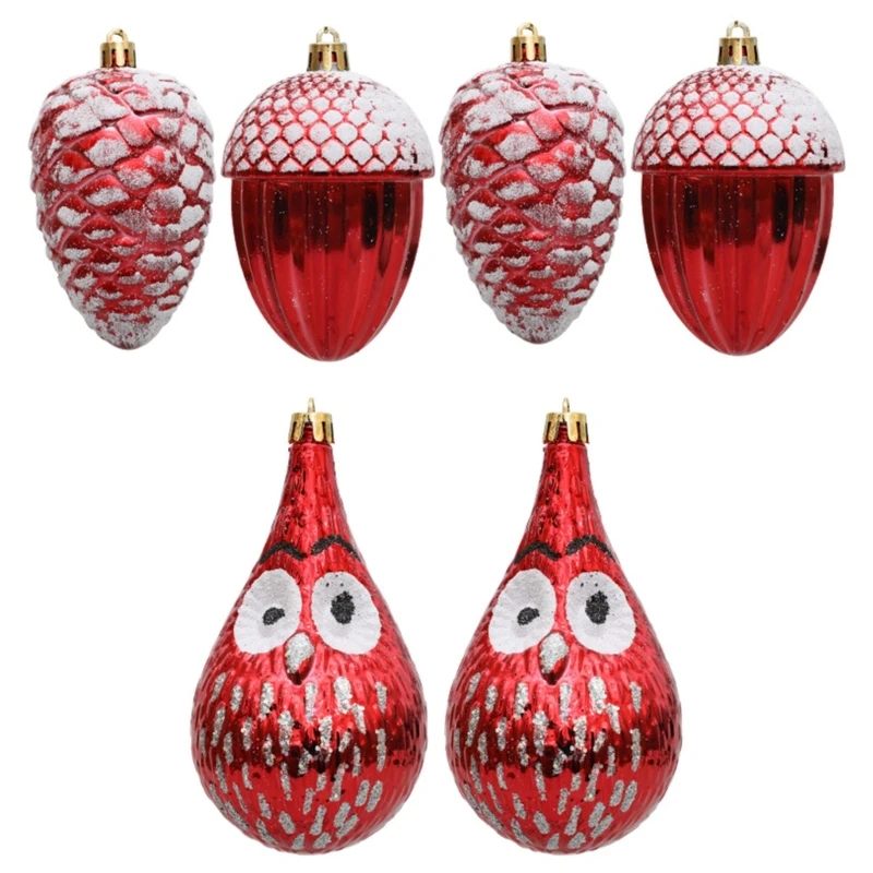 67JB 1Box Pinecone Acorn/Owl Hanging Pendants Stylish Christmas Tree Ornament Festive Embellishment for Indoor and Outdoor Use