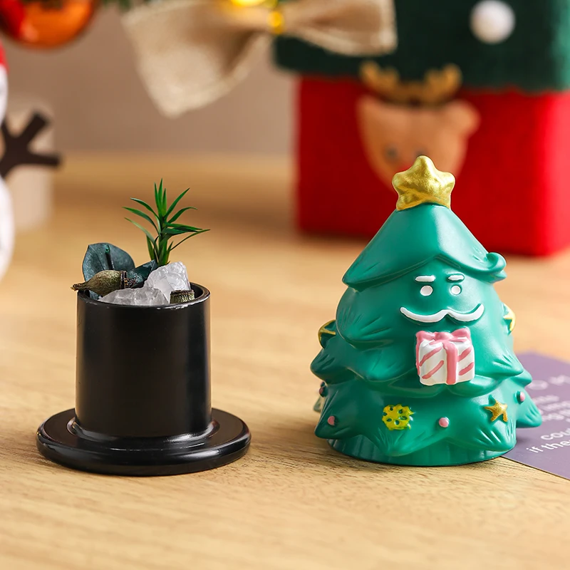 Stoples Penyimpanan Batu Beraroma Pohon Natal untuk Aromaterapi Minyak Esensial di Rumah, Dekorasi Meja Kreatif untuk Suasana Ruangan