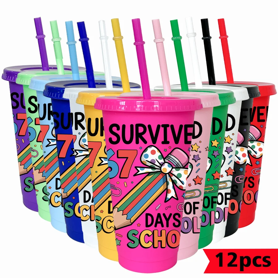 

12Pcs/pack Star Butterfly Knot Pattern 26oz Colored Plastic Tumbler Birthday Party Drinking Utensils Homecoming water cup