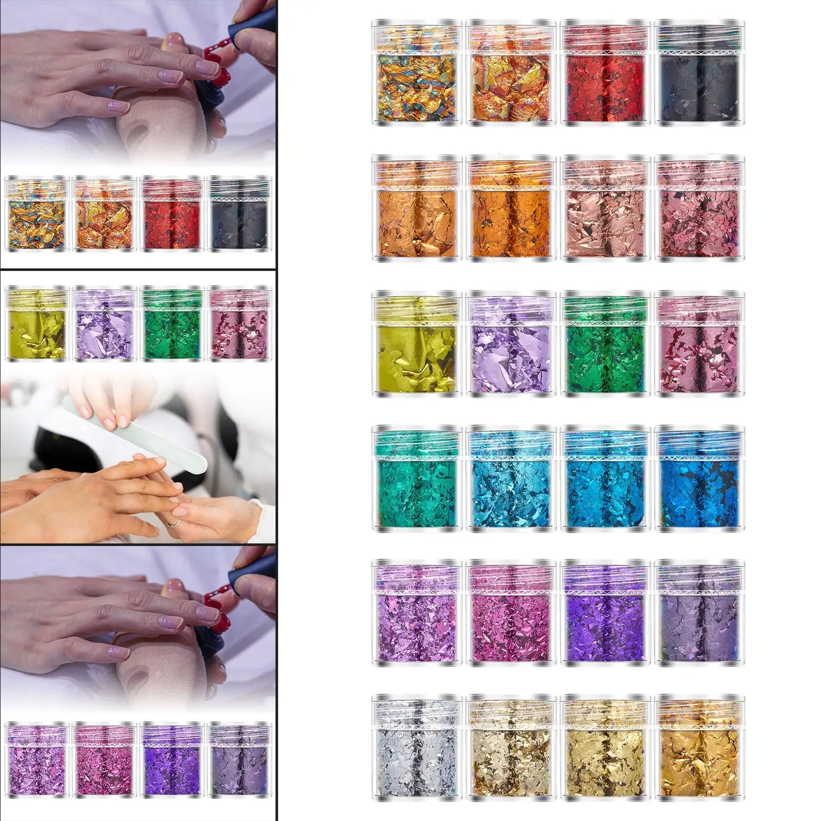 ฟอยล์ตกแต่งเล็บ 4 ชิ้น ฟอยล์อะคริลิคสำหรับทำเล็บ DIY 3 มิติ ฟอยล์บางวิ้งๆ กลิตเตอร์เลื่อมตกแต่งเล็บ