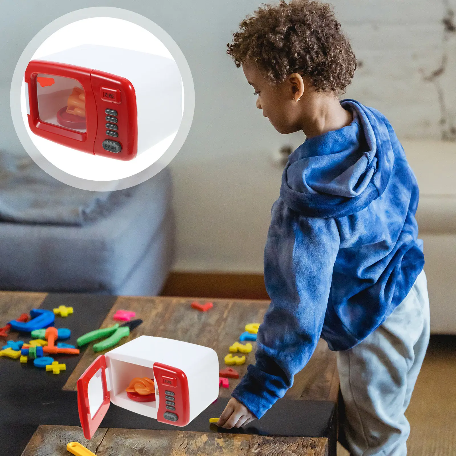 1Pcs Simulated Microwave Oven Creative Children's Play Miniature Educational Kitchen Home Appliance Decor Interactive Fun Gift
