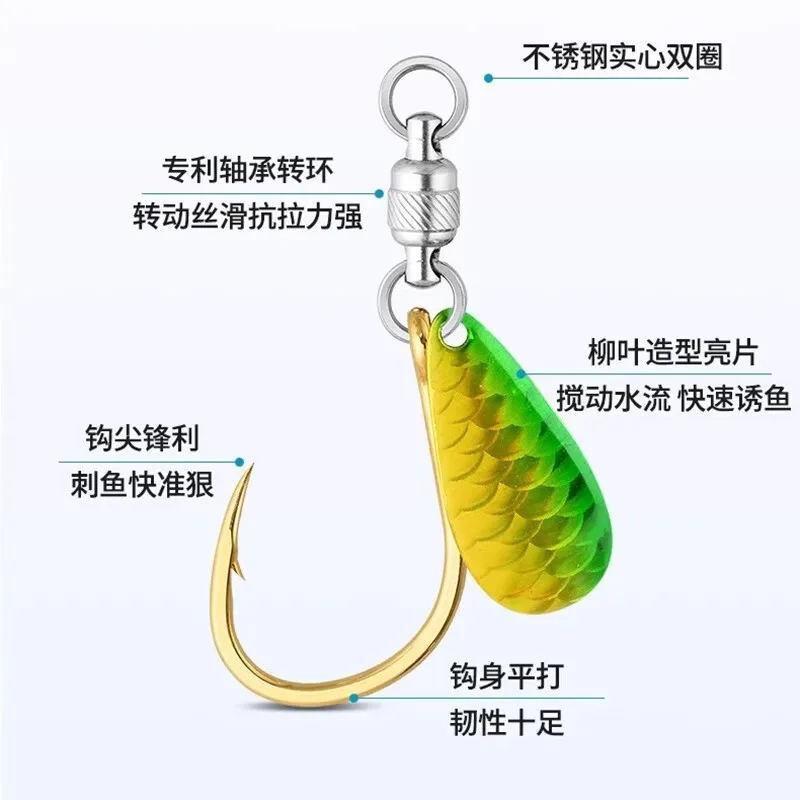 BKK 8087-NP Rotating Sequin Hook Boat Sea Fiing Big Game Fast Slow ake Lure Hook Combination Pa Ocean Ro Fiing