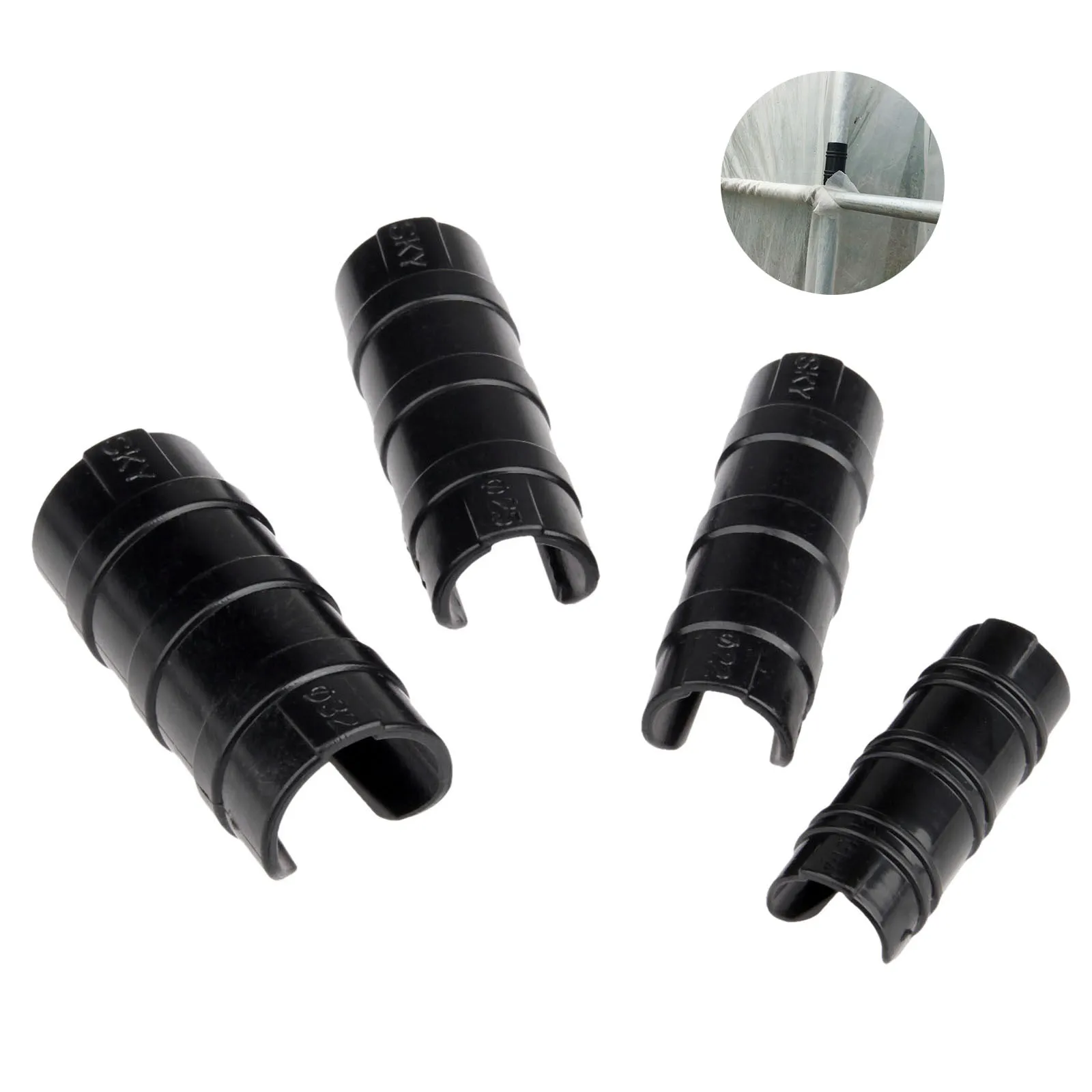 10PCS 19/22/25/32mm Black Plastic Greenhouse Clips Frame Pipe Tube Garden Buildings Pipe Clip Snap Net Fixed Clamps Connectors