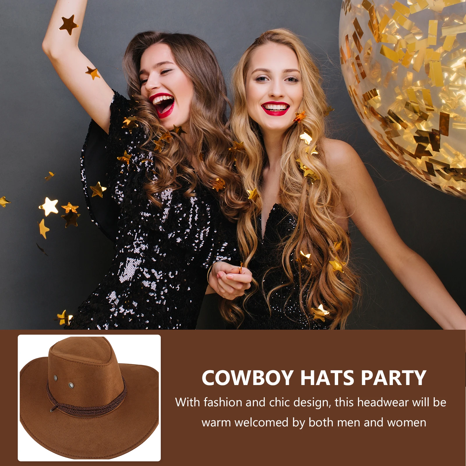 

Cowboy Hat Western Style Wide Brim Sun Hat for Men Women Cowgirls Fashionable Polyester Material Special Ornament Design