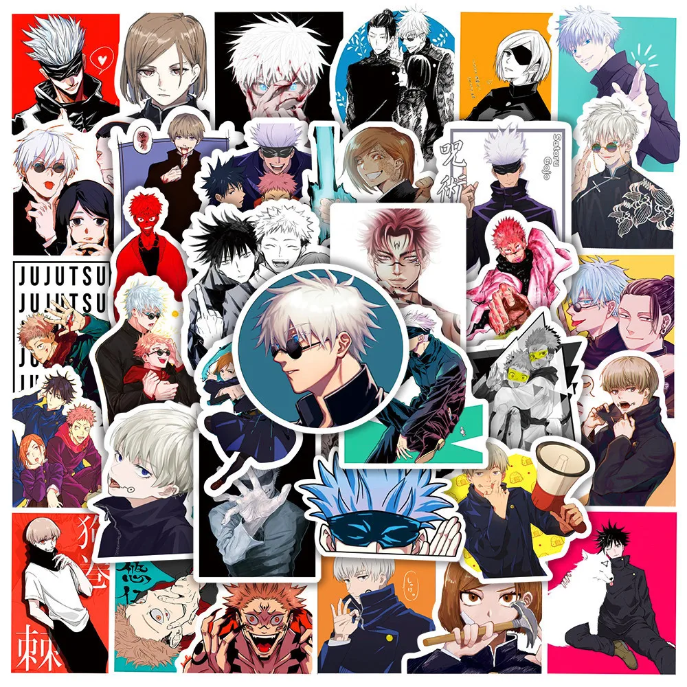 10/30/50 Stück Coole Anime Jujutsu Kaisen Aufkleber Niedliche Itadori Yuji Satoru Gojo Aufkleber für Gepäck Motorrad Laptop Cartoon Sticker