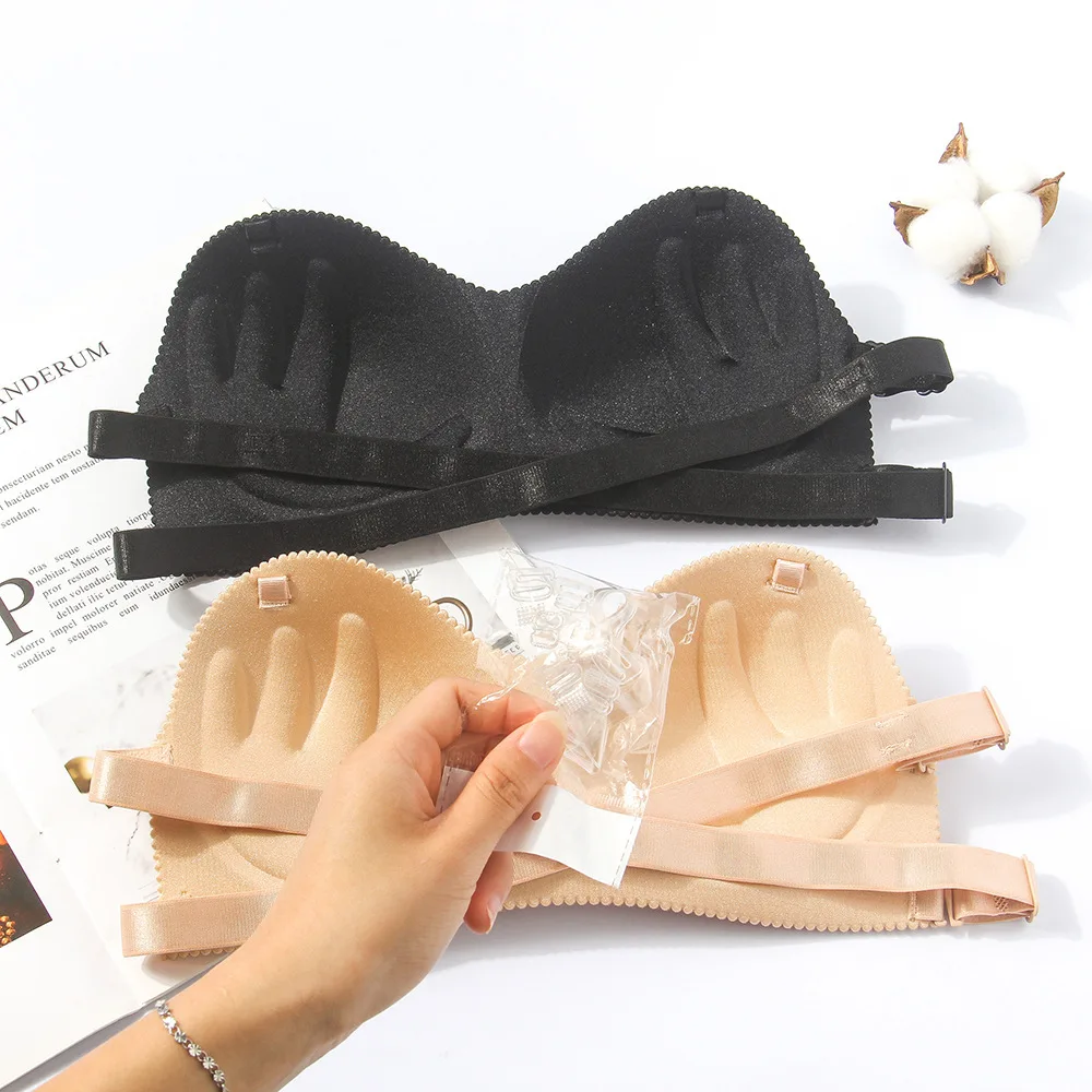 Strapless Back Beauty Bralette Push Up Lifting Anti-Slip Invisible Tube Top One Shoulder Bustier for Small Breasts
