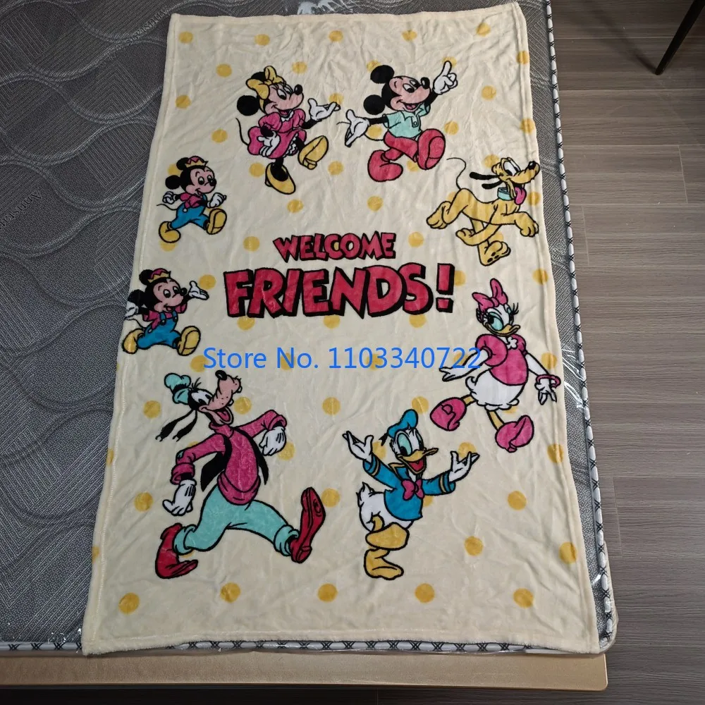 

Anime Cute Khaki Mickey Mouse Minnie Friends Small Big Blanket Throw Plane Sofa Cartoon Soft Blankets for Kids Gift 150x200cm