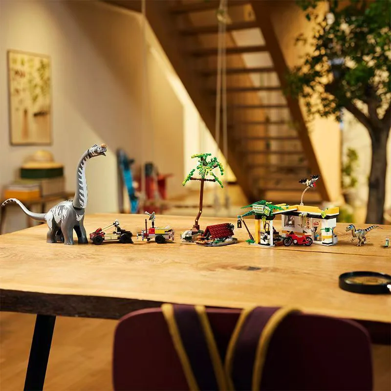 Kompatybilne zestawy Klocki Serii Dinozaury Świat Parkowy Misja Śledząca Raptor i Titanosaurus Dla Dzieci ﻿ Zabawki Prezenty 76973