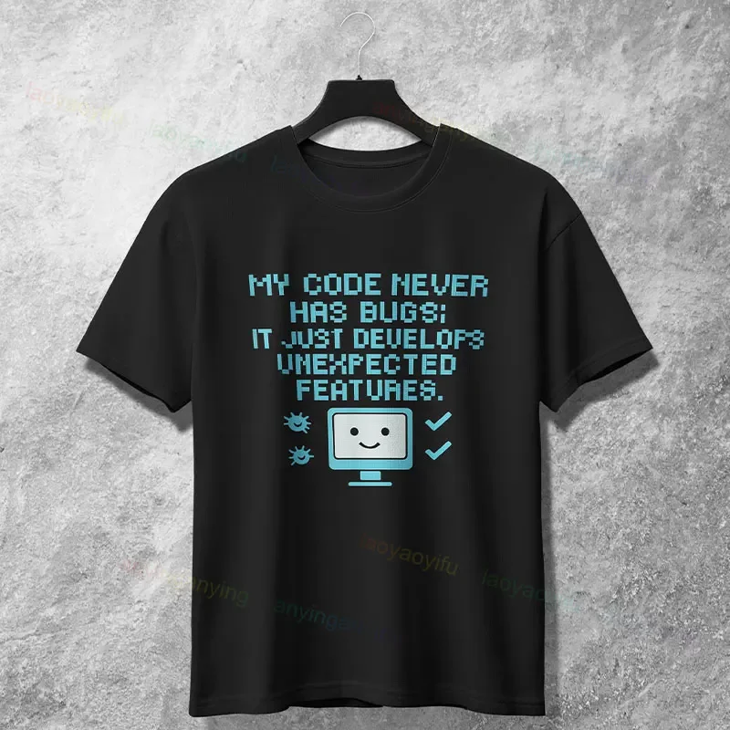 

My Code Never Has Bugs Funny Programmer Graphic Tee Soft Cotton Short Sleeve T-Shirt