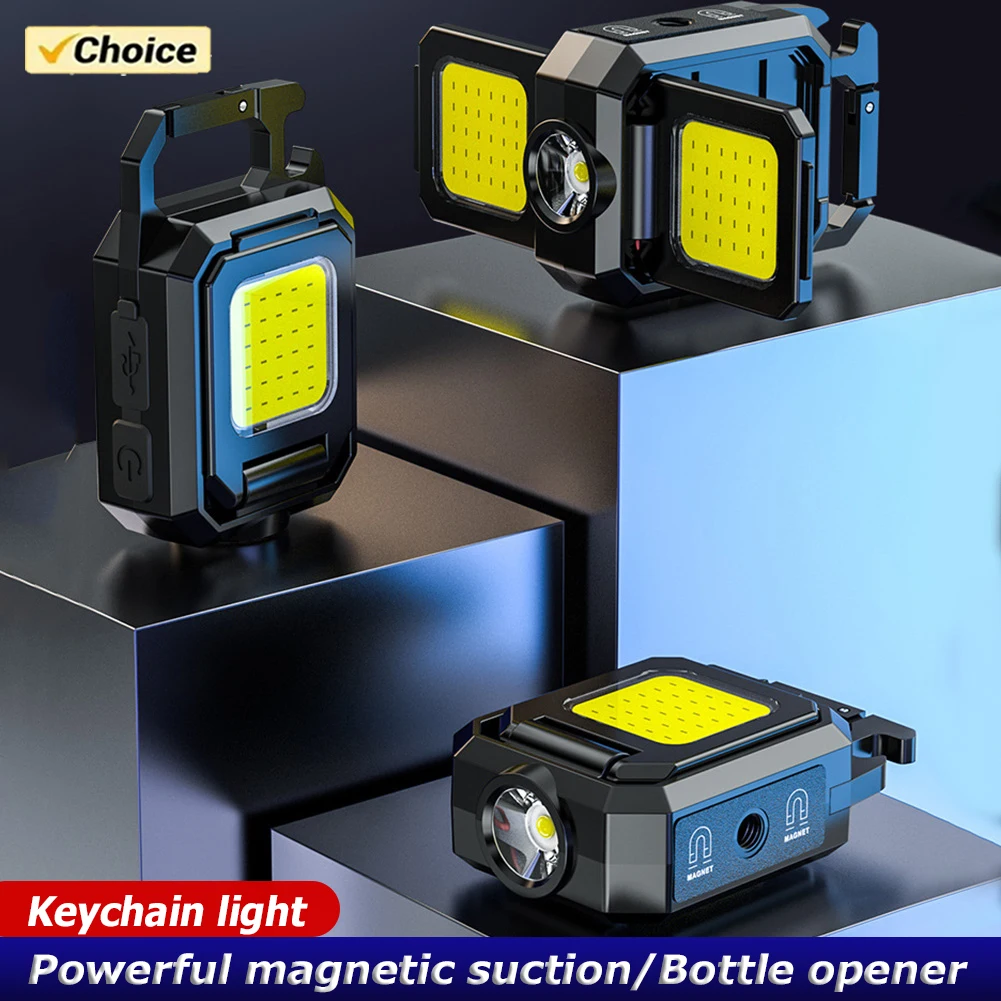 

XPE Mini Keychain Light 1000LM COB LED Pocket Flashlight 800mAh Type-C USB Rechargeable IPX4 Waterproof Portable Outdoor Tool