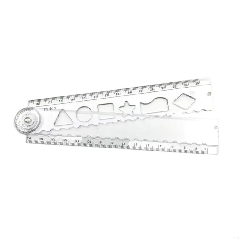 Y5LB Clear Foldable Plastic Ruler With Sliding Cutting Edgeds For Accurate Paper Trimming Office School Art Projects
