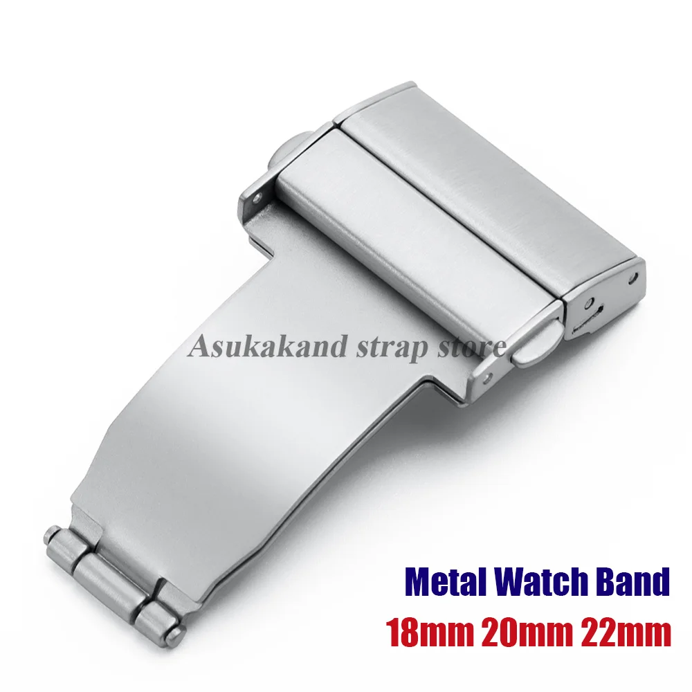 18mm 20mm 22mm Silver Stainless Steel Watch Bands Buckle Double Press Automatic Clasp Strap Replace Metal Watchband Accessories