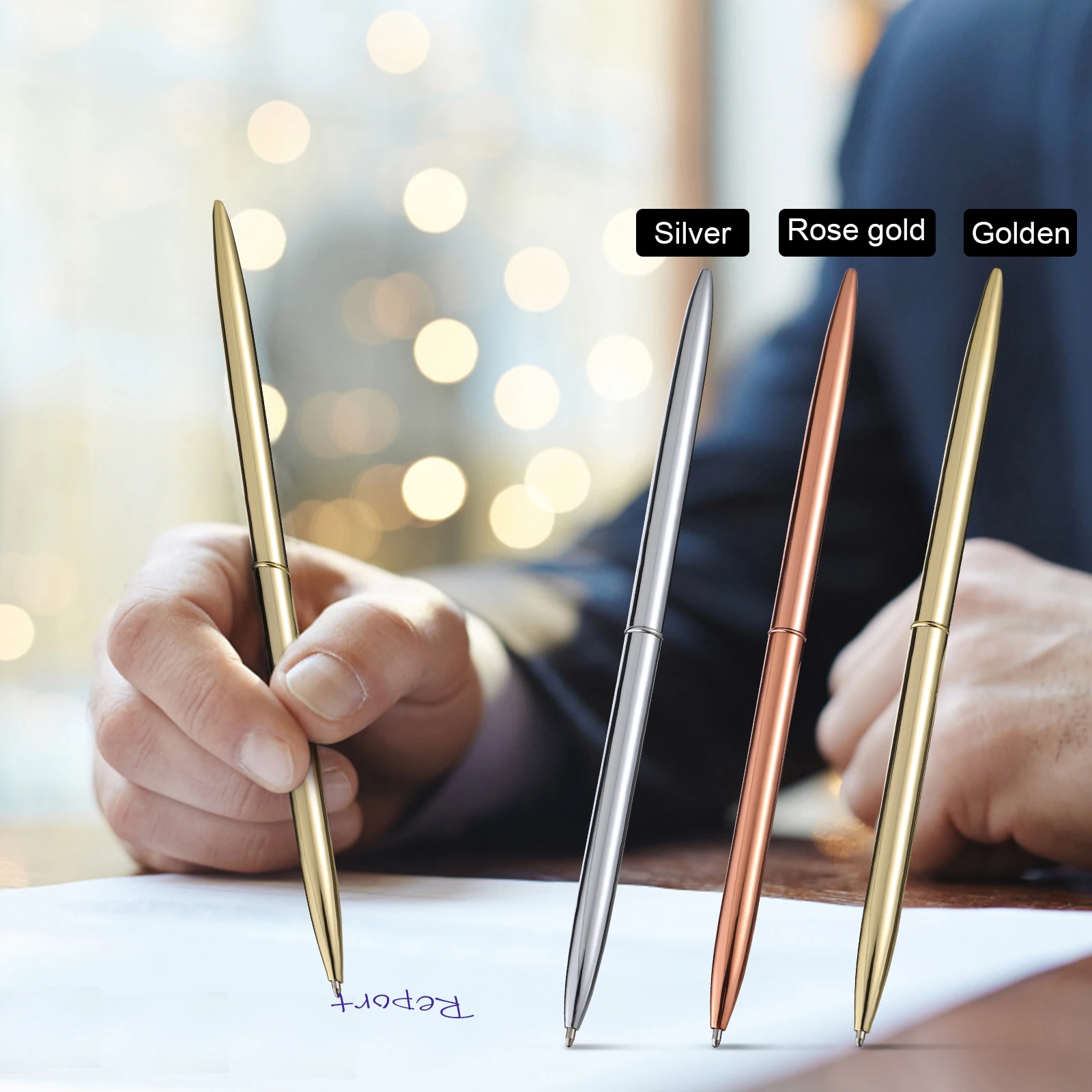 

6 Pcs Blue Pens Double-headed Ballpoint Assorted Color Writing Ended with Rotating Business Student Use