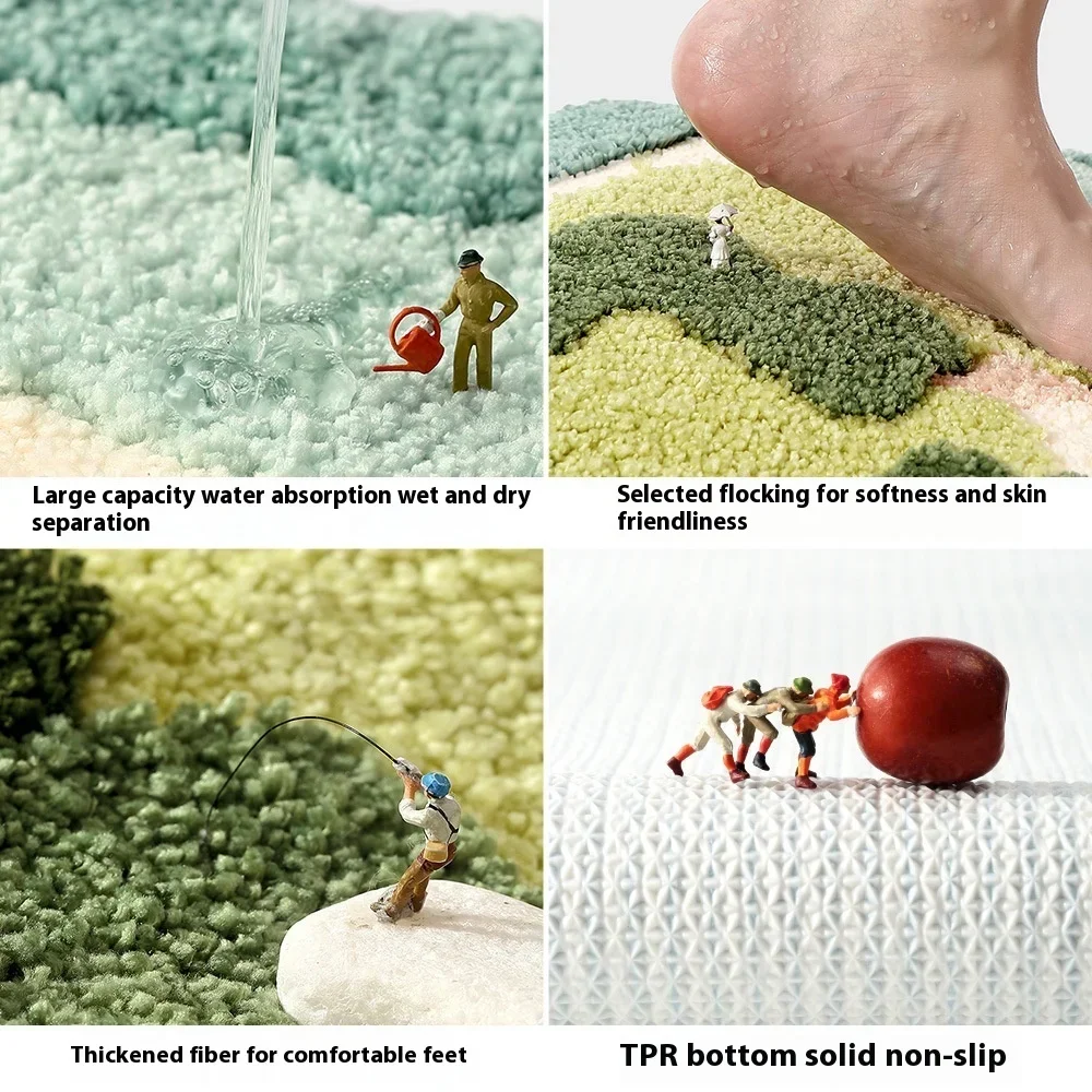 1pc Flower Shaped Cute Bathroom floor mat，Premium Soft and Comfortable Bathtub Rug,Machine Washable Flocking Vanity Mat 욕실 바닥 깔개