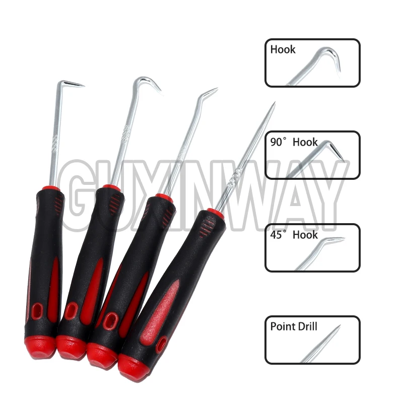 4Pcs Auto Vehicle Oil Seal Screwdrivers Set O-Ring Seal Gasket Puller Remover Pick Hooks Tools Sealing Repair Tools 16cm