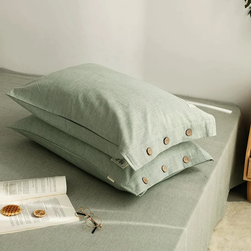 100% Cotton Pillowcase for Bed Skin-friendly Bed Sleep Pillow Cover 48x74cm with Button Pillowslip 2pcs Rectangle Pillow Case