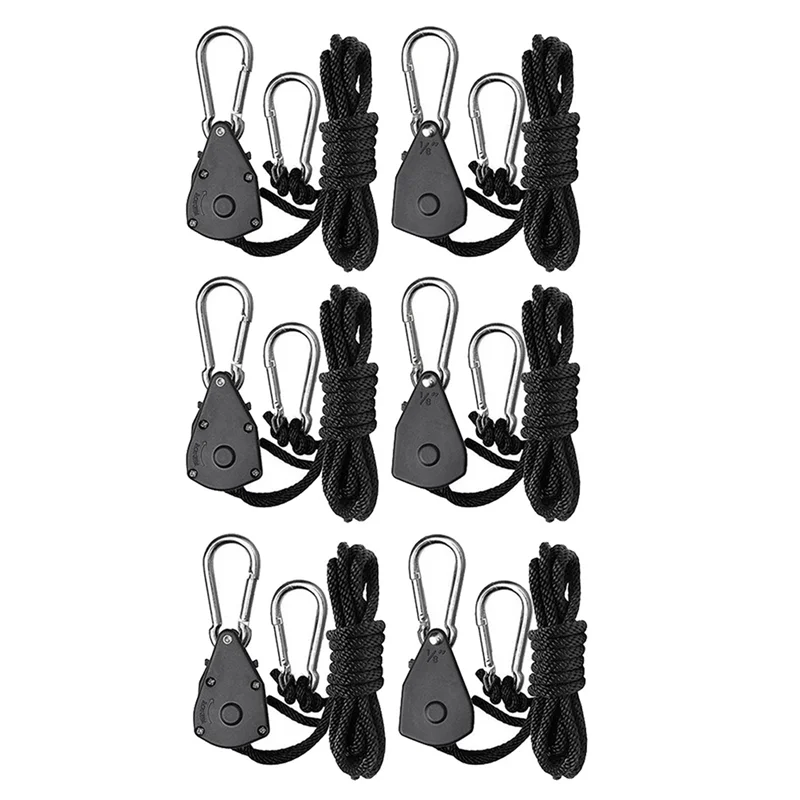 

A02M-24Pcs 1/8 Inch Heavy-Duty Adjustable Growth Light Ratchet Rope Hanger, Used For Gardening Of Growing Lamps