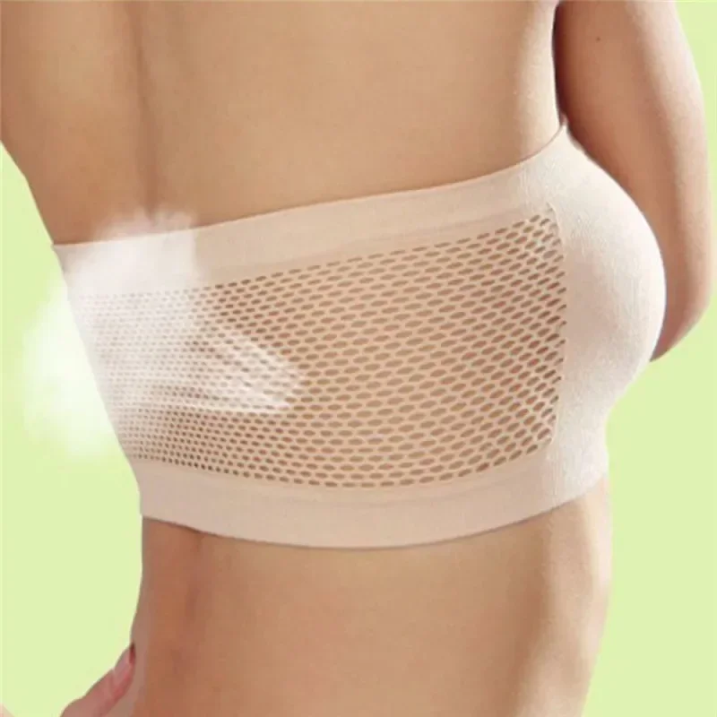 Women Breathable Mesh Tube Bra Seamless High Elastic Wrapped Sexy Invisible Strapless Chest Wraps Tube Tops Pregnant Mothers Bra