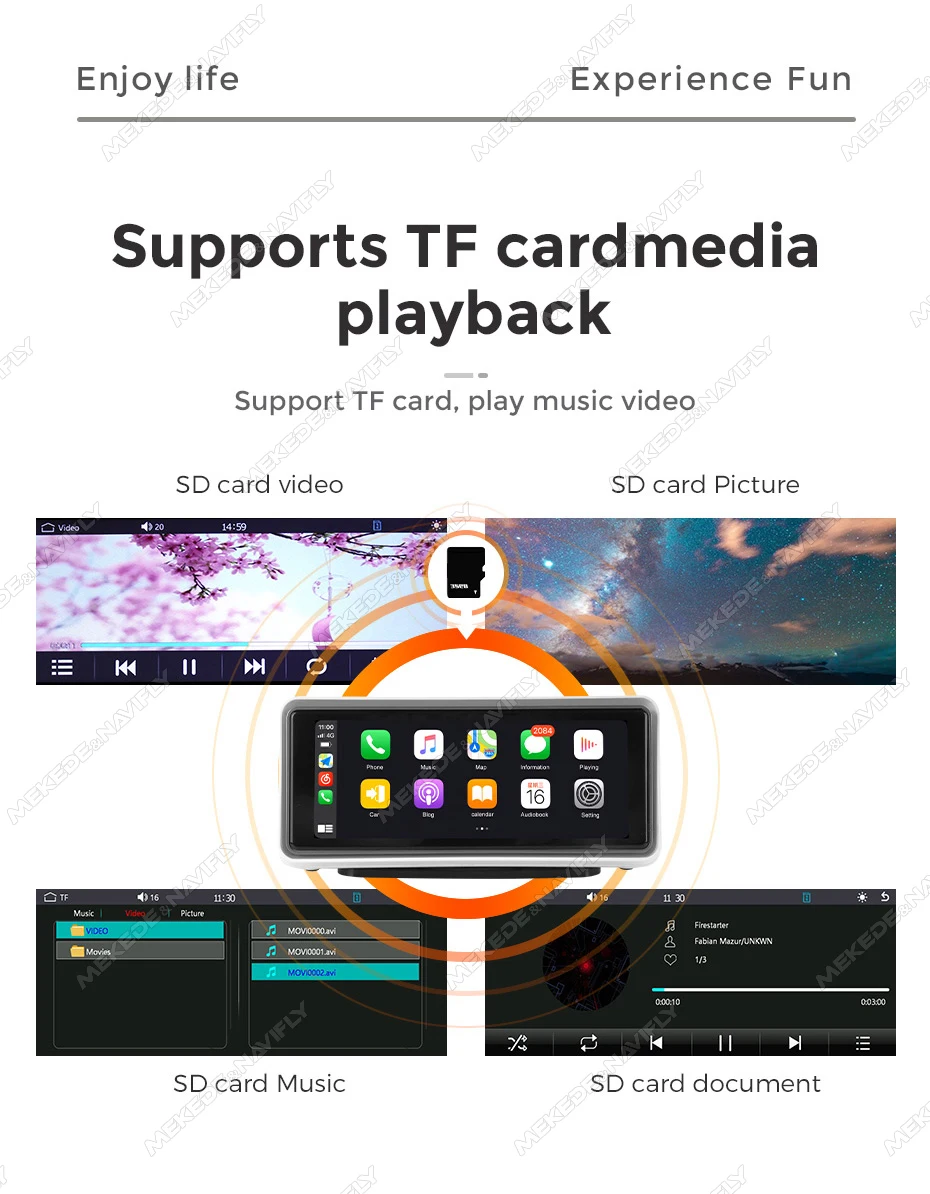 6.86'' Car Central Control Smart Android Screen For Car-play Auto Wireless Airplay Mirror-Link Wifi BT FM AUX Display DSP Stereo