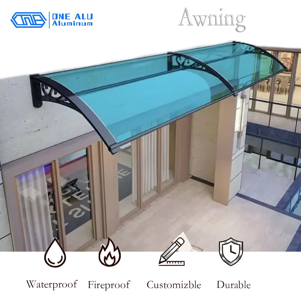 

OneAlu New Design PC Board Aluminum Awning - Solid Window, Sunshade & Rainproof Outdoor Shelter for Balcony & Doorway