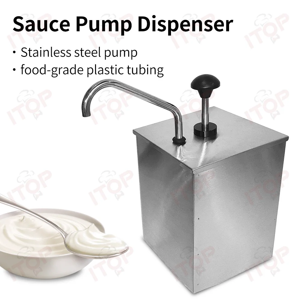 3.6L Sauce Pump Sauce Dispenser Commercial Kitchen Stainless Steel Sauce Dispenser Pump Station for Ketchup, Black Pepper Sauce