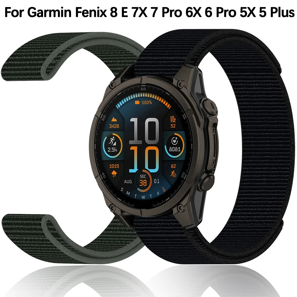 

Hook Loop Nylon Watch Band for 26mm 22mm 20mm Garmin Fenix 8 E 7 7X 6X 6 Pro 5 Bracelet for Garmin Forerunner 965 955 945 Strap