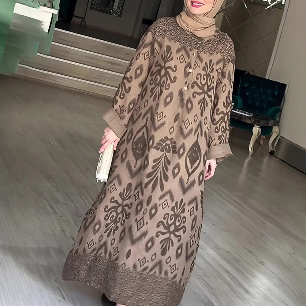 فستان نسائي بأكمام طويلة، فستان خريفي جديد مطبوع من أوروبا والولايات المتحدة