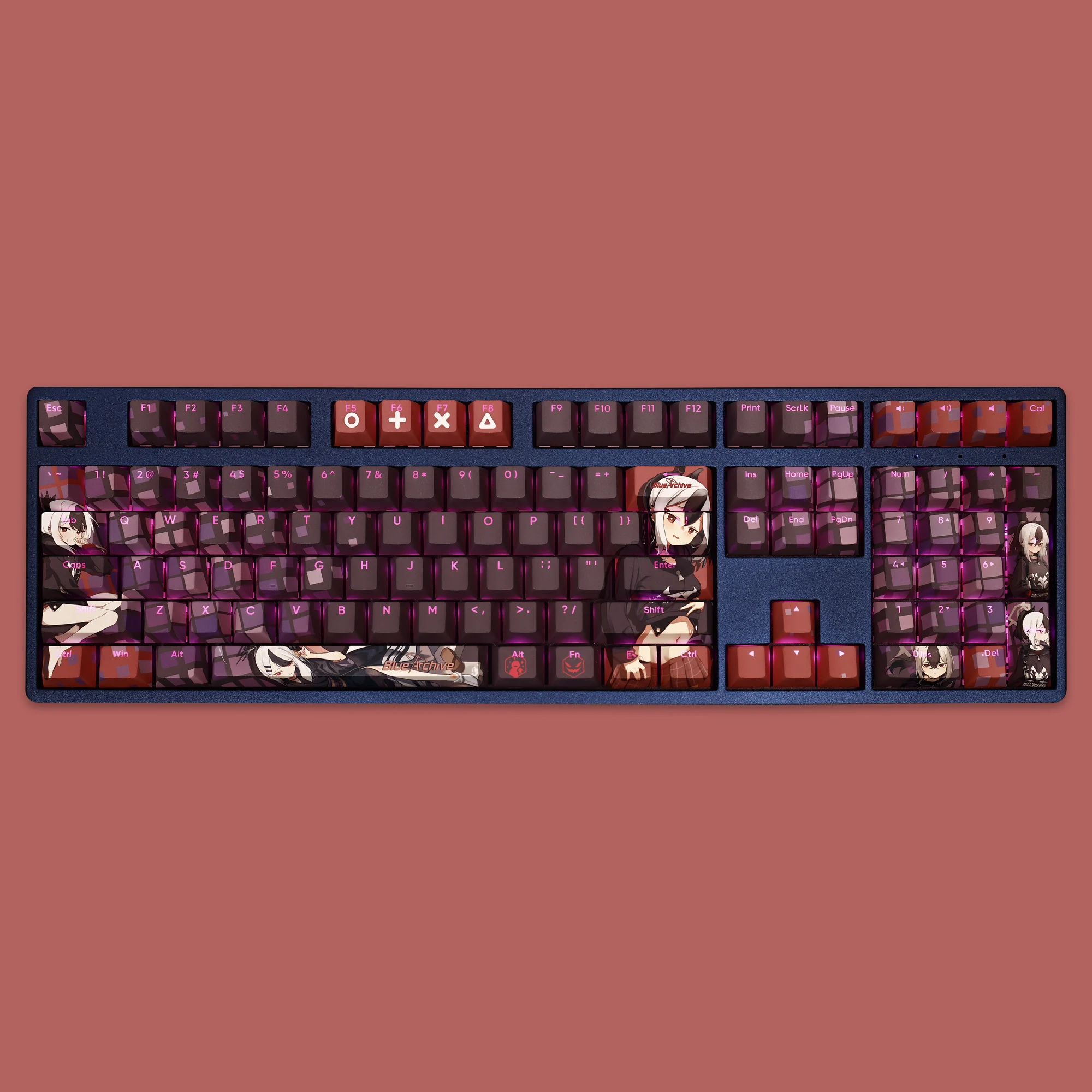 Onikata Kayoko 108 Key Cap Blue Archive PBT DYE Sublimation Light Transmitting Cherry Switch Cross Key Cover Mechanical Keyboard