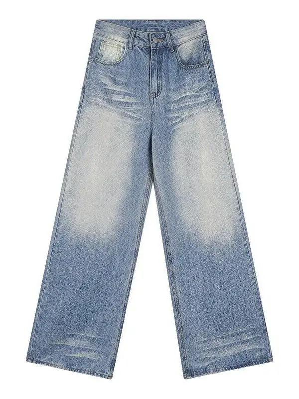 الأمريكية الرجعية Y2K فضفاض خمر الجينز الأزرق النساء 2025 الخريف عادية واسعة الساق سراويل جينز الشارع الشهير السراويل البضائع الجمالية