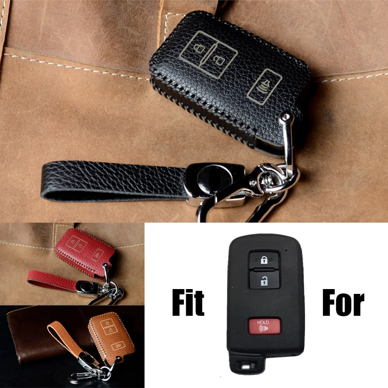 

Genuine Leather Car Key Fob Case Cover For Toyota 4Runner Tacoma Prius Avalon Camry Corolla Highlander RAV4 Sequoia Venza Yaris